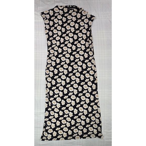 Beautiful Talbots Black and Cream Print Dress, cowl neck - Picture 5 of 12